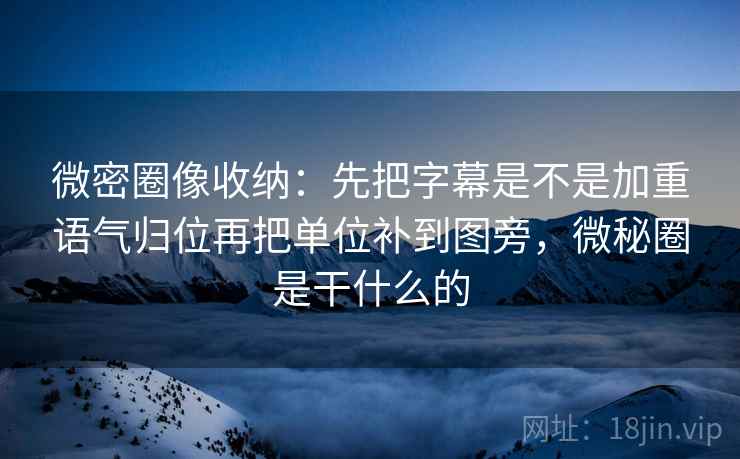 微密圈像收纳：先把字幕是不是加重语气归位再把单位补到图旁，微秘圈是干什么的